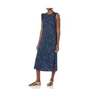 Carve Designs Navy Flutter Sleeve Midi Dress Splatter print small